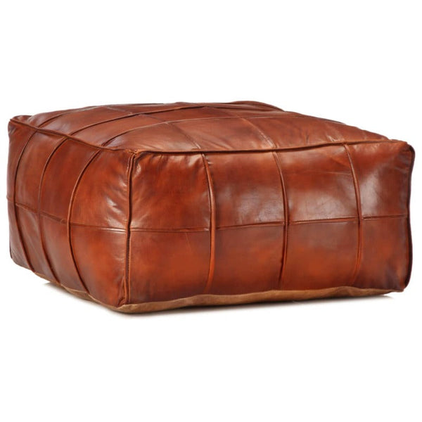 Pouffe Tan 60X60x30 Cm Genuine Goat Leather Ottomans Footstools & Poufs