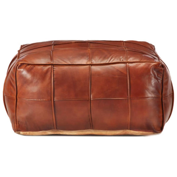 Pouffe Tan 60X60x30 Cm Genuine Goat Leather Ottomans Footstools & Poufs