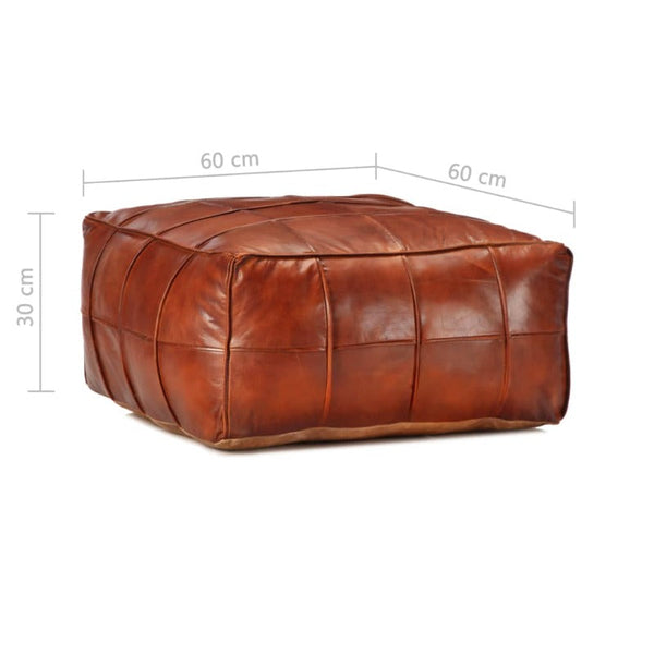 Pouffe Tan 60X60x30 Cm Genuine Goat Leather Ottomans Footstools & Poufs