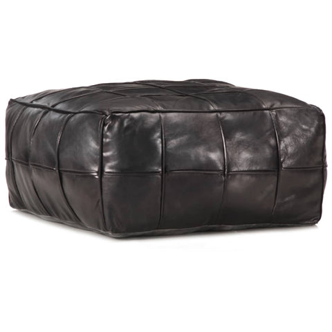 Pouffe Black 60X60x30 Cm Genuine Goat Leather Ottomans Footstools & Poufs