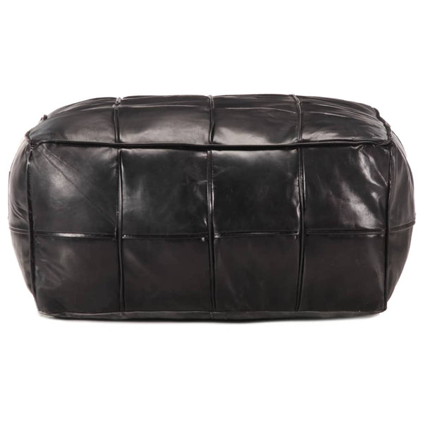 Pouffe Black 60X60x30 Cm Genuine Goat Leather Ottomans Footstools & Poufs