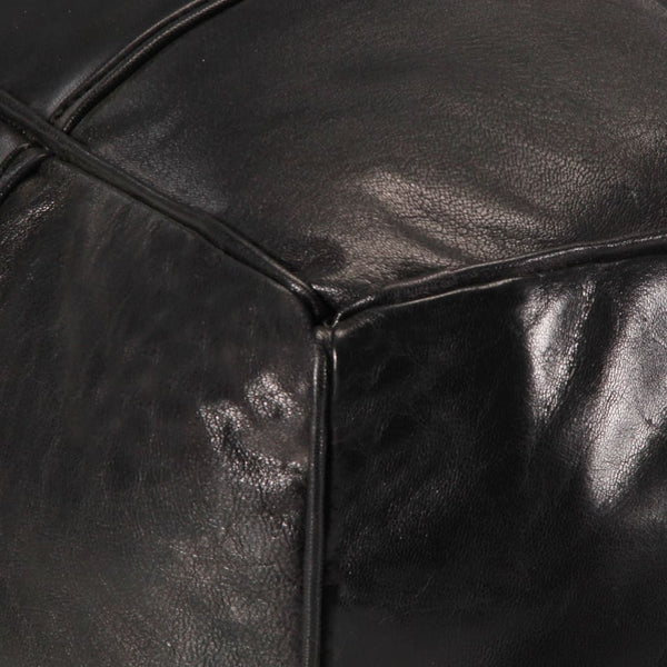 Pouffe Black 60X60x30 Cm Genuine Goat Leather Ottomans Footstools & Poufs