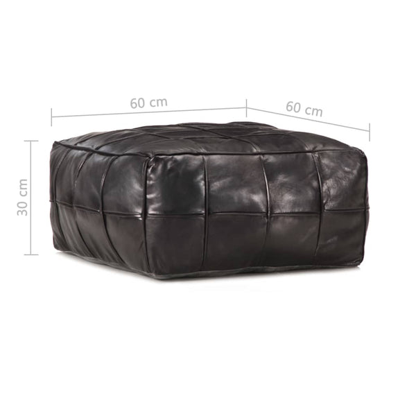 Pouffe Black 60X60x30 Cm Genuine Goat Leather Ottomans Footstools & Poufs