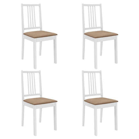 Dining Chairs With Cushions 4 Pcs White Solid Wood