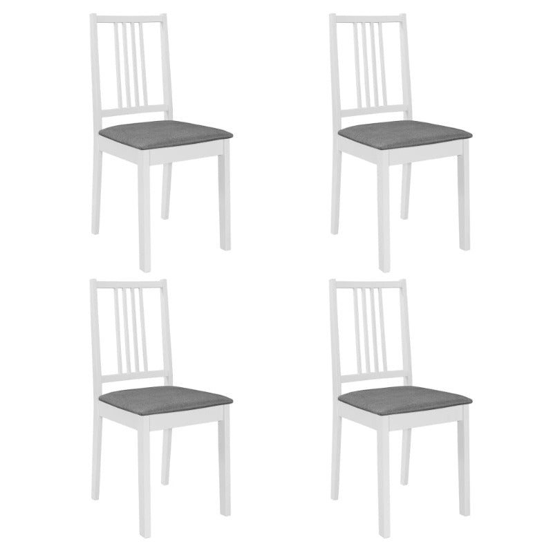 With Cushions 4 Pcs White Solid Wood Dining Chairs