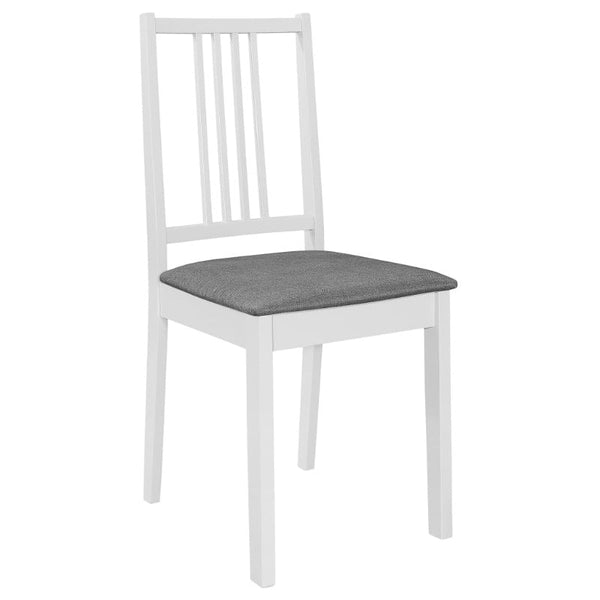With Cushions 4 Pcs White Solid Wood Dining Chairs
