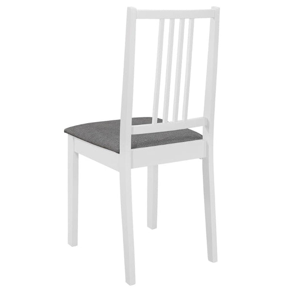 With Cushions 4 Pcs White Solid Wood Dining Chairs
