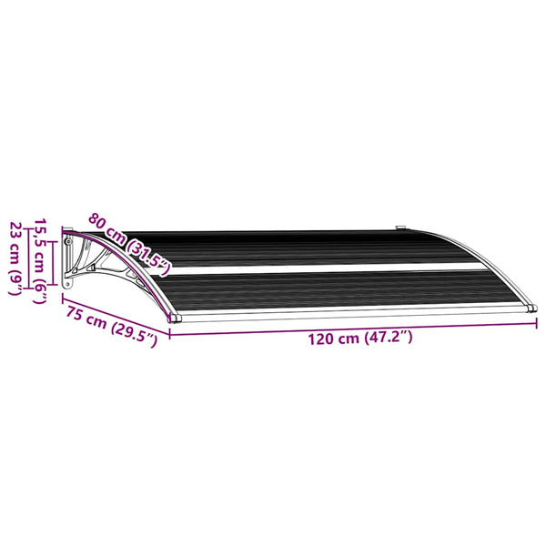 Vidaxl Door Canopy Black 120X75 Cm Pc Awning & Canopy Parts