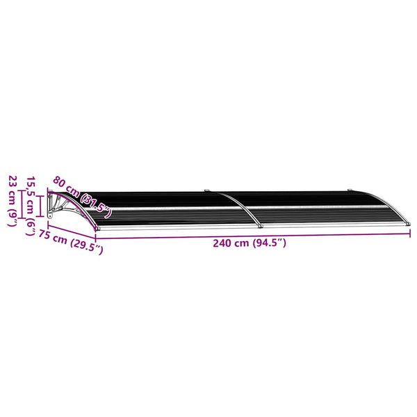 Vidaxl Door Canopy Black 240X75cm Pc Awning & Canopy Parts