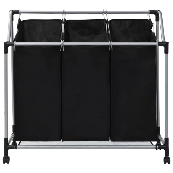 Laundry Sorter With 3 Bags Black Steel Laundry Baskets & Hampers