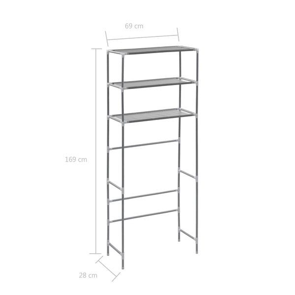 3 Tier Storage Rack Over Laundry Machine Silver 69X28x169 Cm Shelves
