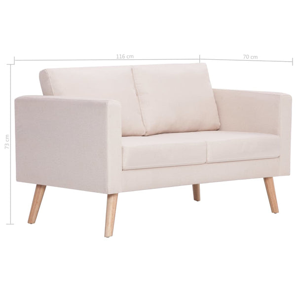 2 Seater Sofa Fabric Cream Sofas Armchairs & Couches