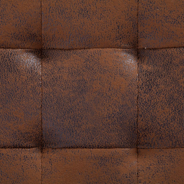 Storage 87.5 Cm Brown Faux Suede Leather Ottomans Footstools & Poufs