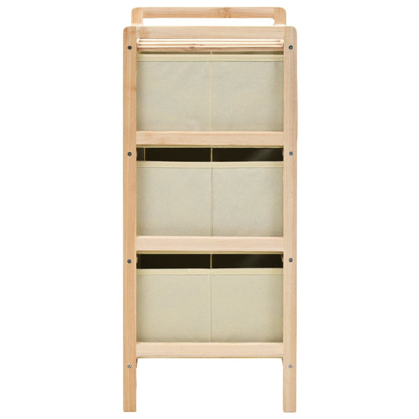 Storage Racks With 3 Fabric Baskets 2 Pcs Beige Cedar Wood Storage Bins & Baskets
