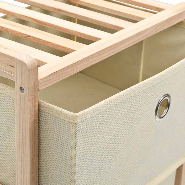 Vidaxl Storage Racks With 3 Beige Fabric Baskets Cedar Wood (2 Pcs) Dressers & Chests Of Drawers