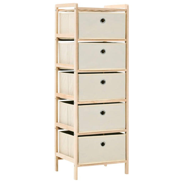 Storage Racks With 5 Fabric Baskets 2 Pcs Beige Cedar Wood Cabinets & Cupboards