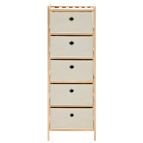 Storage Racks With 5 Fabric Baskets 2 Pcs Beige Cedar Wood Cabinets & Cupboards