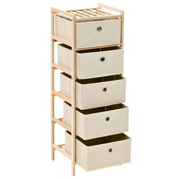 Storage Racks With 5 Fabric Baskets 2 Pcs Beige Cedar Wood Cabinets & Cupboards