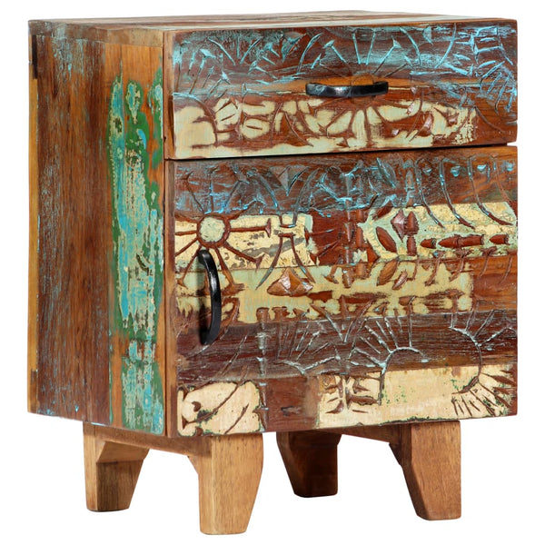 Vidaxl Hand Carved Bedside Cabinet 40X30x50 Cm Solid Reclaimed Wood Bedside Tables