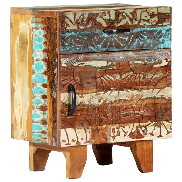 Vidaxl Hand Carved Bedside Cabinet 40X30x50 Cm Solid Reclaimed Wood Bedside Tables