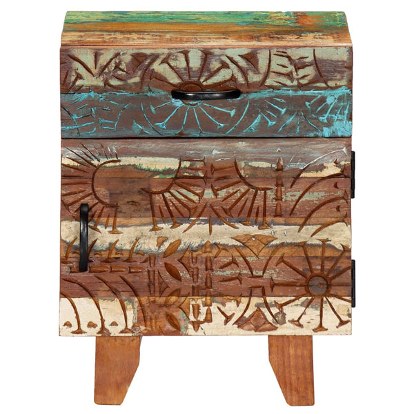 Vidaxl Hand Carved Bedside Cabinet 40X30x50 Cm Solid Reclaimed Wood Bedside Tables