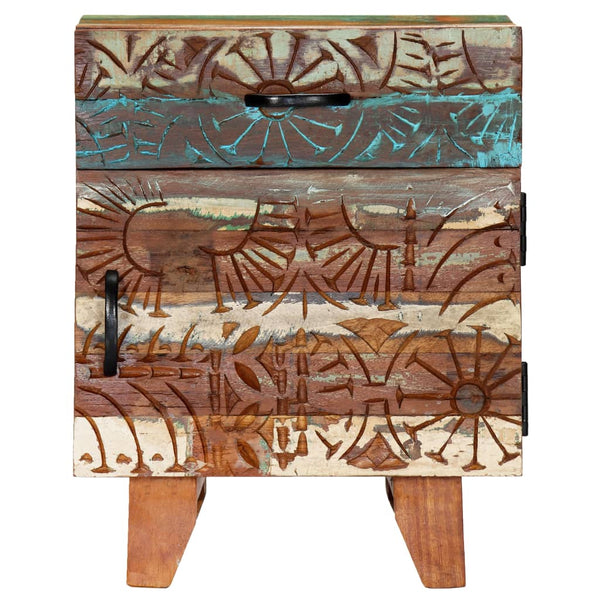 Vidaxl Hand Carved Bedside Cabinet 40X30x50 Cm Solid Reclaimed Wood Bedside Tables