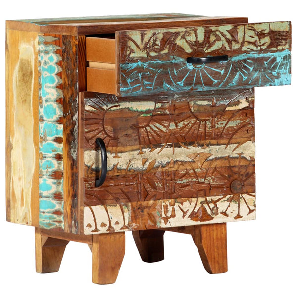 Vidaxl Hand Carved Bedside Cabinet 40X30x50 Cm Solid Reclaimed Wood Bedside Tables