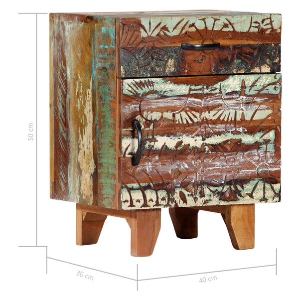 Vidaxl Hand Carved Bedside Cabinet 40X30x50 Cm Solid Reclaimed Wood Bedside Tables