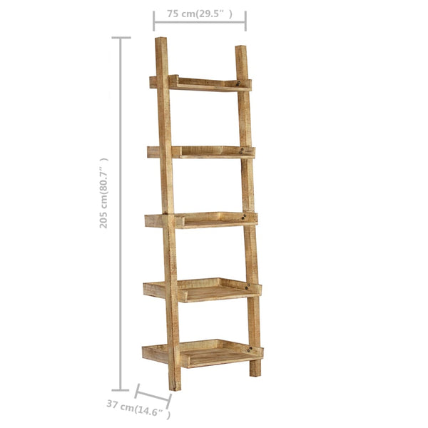Ladder Shelf Brown 75X37x205 Cm Solid Mango Wood Bookshelves