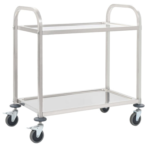 Vidaxl 2 Tier Kitchen Trolley 95X45x83.5 Cm Stainless Steel Kitchen Carts