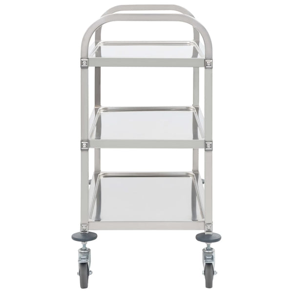 Vidaxl 3 Tier Kitchen Trolley 96.5X55x90 Cm Stainless Steel Kitchen Carts