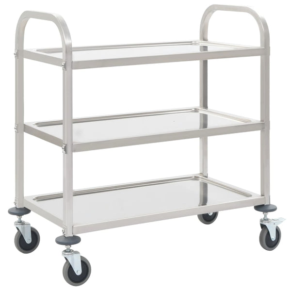 Vidaxl 3 Tier Kitchen Trolley 95X45x83.5 Cm Stainless Steel Kitchen Carts
