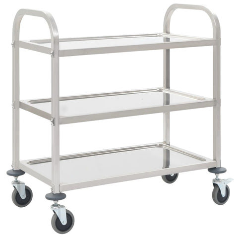 Vidaxl 3 Tier Kitchen Trolley 95X45x83.5 Cm Stainless Steel Kitchen Carts