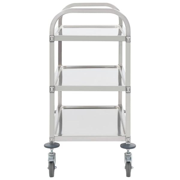 Vidaxl 3 Tier Kitchen Trolley 95X45x83.5 Cm Stainless Steel Kitchen Carts