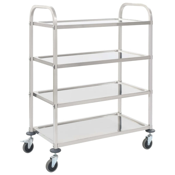 Vidaxl 4 Tier Kitchen Trolley 107X55x125 Cm Stainless Steel Kitchen Carts