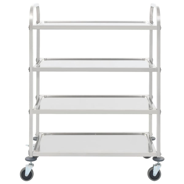 Vidaxl 4 Tier Kitchen Trolley 107X55x125 Cm Stainless Steel Kitchen Carts