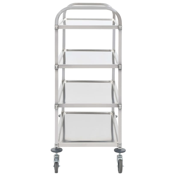 Vidaxl 4 Tier Kitchen Trolley 107X55x125 Cm Stainless Steel Kitchen Carts