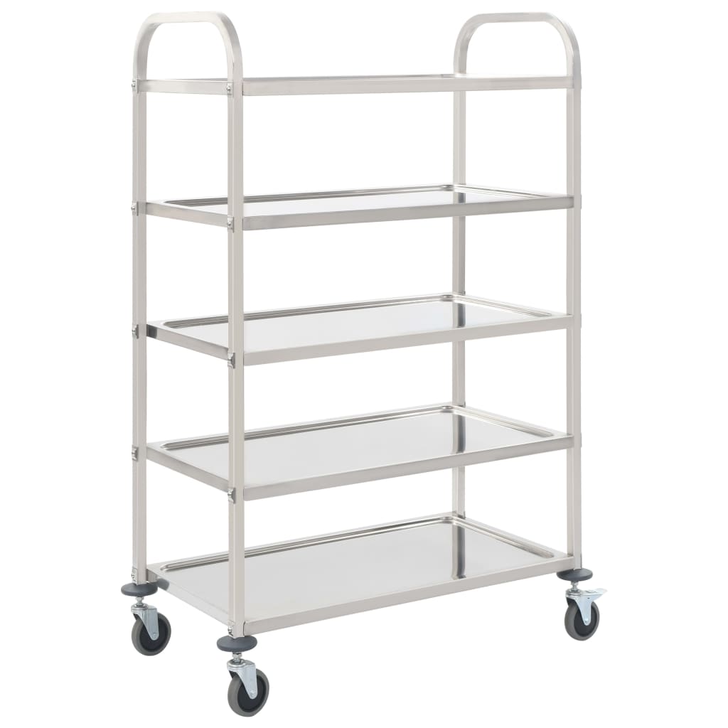 Vidaxl 5 Tier Kitchen Trolley 107X55x147 Cm Stainless Steel Kitchen Carts