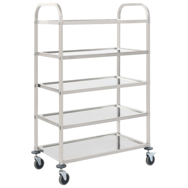 Vidaxl 5 Tier Kitchen Trolley 107X55x147 Cm Stainless Steel Kitchen Carts