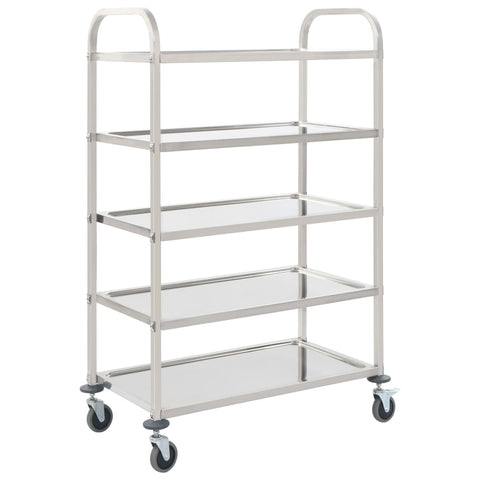 Vidaxl 5 Tier Kitchen Trolley 107X55x147 Cm Stainless Steel Kitchen Carts