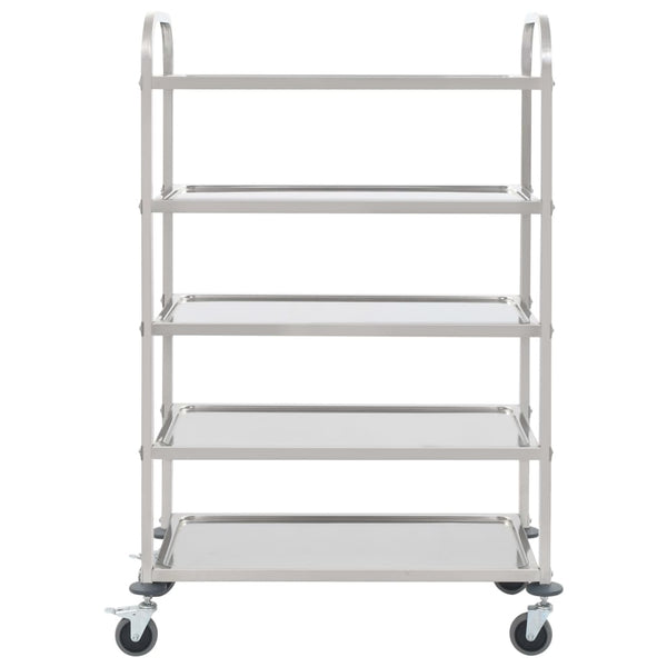 Vidaxl 5 Tier Kitchen Trolley 107X55x147 Cm Stainless Steel Kitchen Carts
