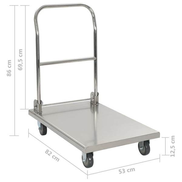 Kitchen Carts Platform Wagon Silver 82X53x86 Cm Stainless Steel