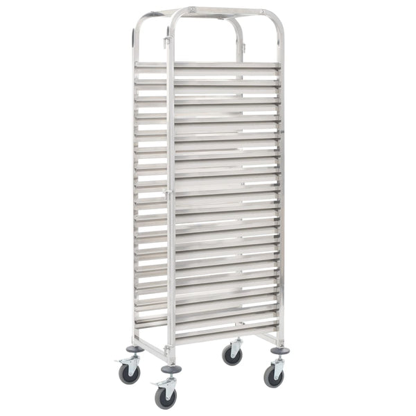 Vidaxl Kitchen Trolley For 16 Trays 38X55x163 Cm Stainless Steel Kitchen Carts