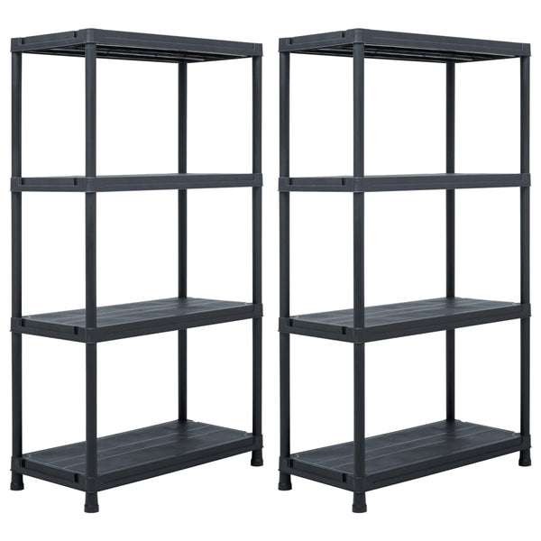 Storage Shelf Racks 2 Pcs Black 60X30x138 Cm Plastic Storage Units