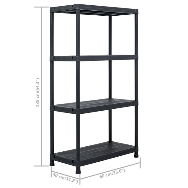 Storage Shelf Racks 2 Pcs Black 60X30x138 Cm Plastic Storage Units