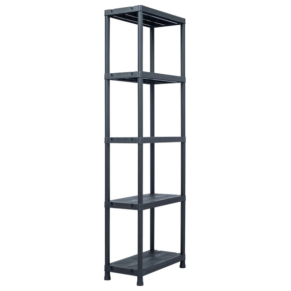 Storage Shelf Racks 2 Pcs Black 125 Kg 60X30x180 Cm Plastic Storage Units