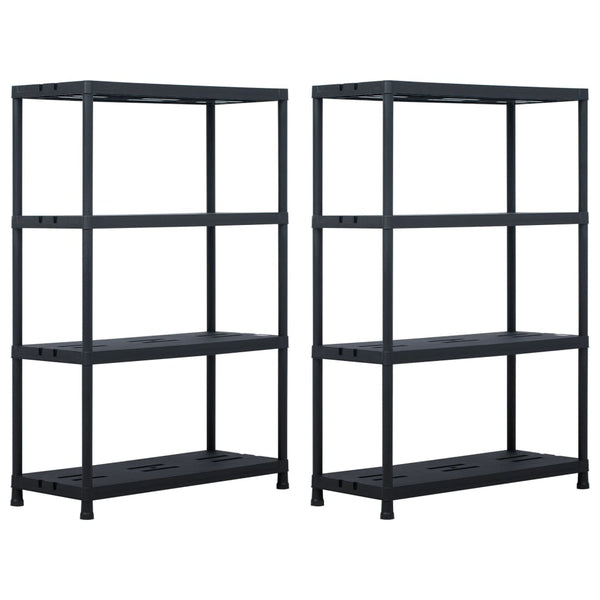 Storage Shelf Racks 2 Pcs Black 220 Kg 90X40x138 Cm Plastic Racks & Holders