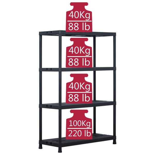 Storage Shelf Racks 2 Pcs Black 220 Kg 90X40x138 Cm Plastic Racks & Holders