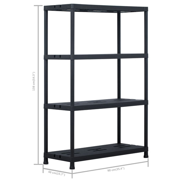 Storage Shelf Racks 2 Pcs Black 220 Kg 90X40x138 Cm Plastic Racks & Holders