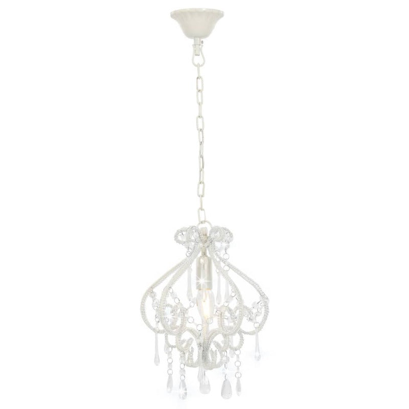 Ceiling Lamp With Beads White Round E14